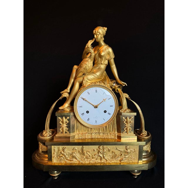 1800 French Empire Gold Ormolu Bronze Mantel Clock 1pc For Sale - Image 12 of 18