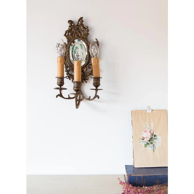 Antique French Wall Lights with Mirror, 19th Century, Set of 2 For Sale - Image 12 of 13