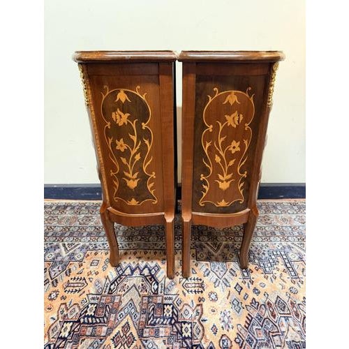 Marquetry Inlay Nightstands, Set of 2 For Sale - Image 4 of 6