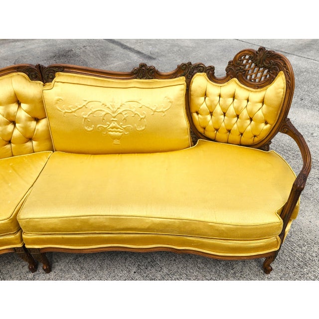 French Provincial Vintage French Marie Antoinette Sectional Sofa For Sale - Image 3 of 18