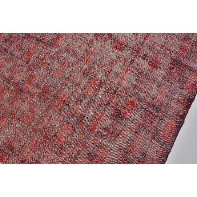 Vintage Distressed Turkish Oushak Rug in Crimson Red For Sale - Image 4 of 10