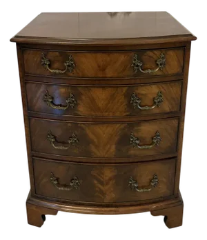 Antique Edwardian Figured Mahogany Bow Fronted Chest of Drawers, 1900