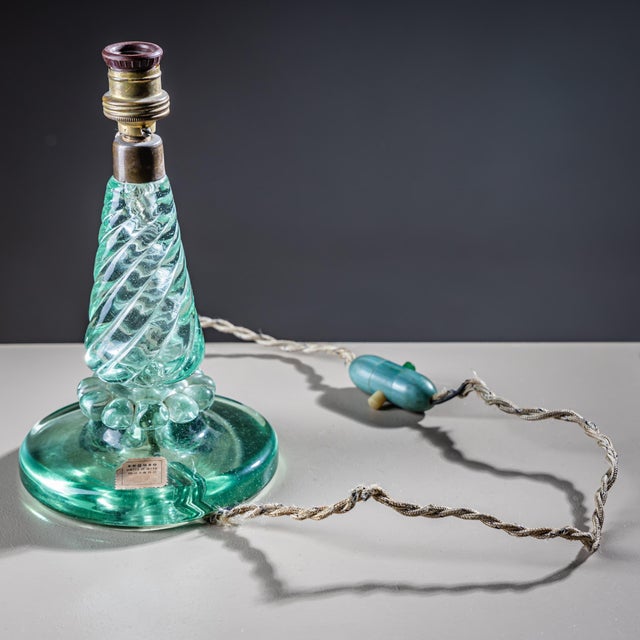 Pair of Small Table Lamps with Glass Base by Seguso Vetri d’Arte, Italy 1940s For Sale - Image 10 of 18