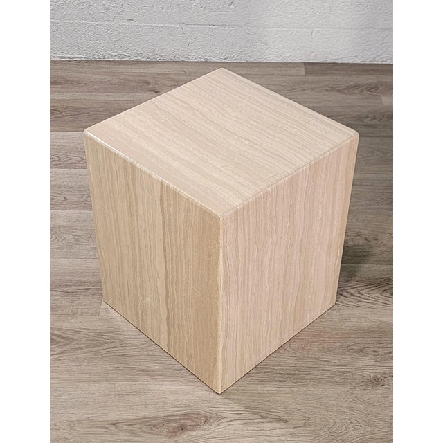 Stone Post-Modern Travertine Cube Side Tables For Sale - Image 7 of 10