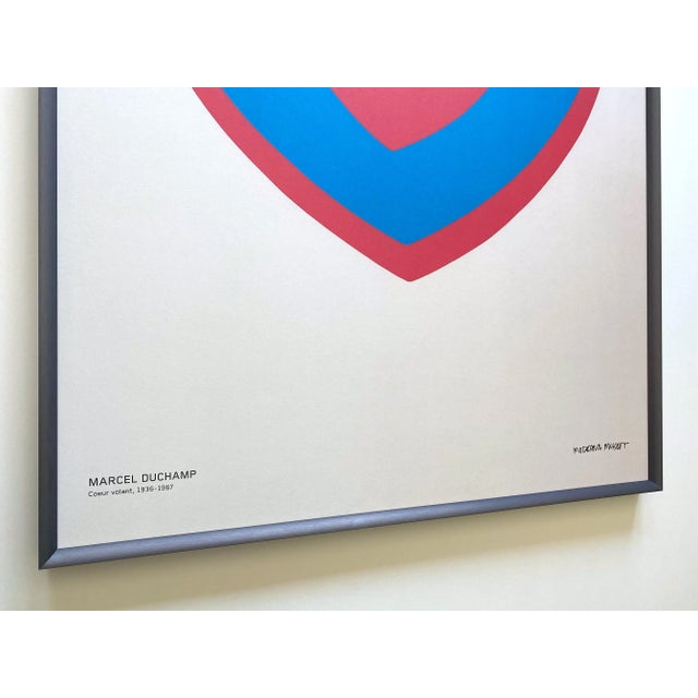 Royal Blue Marcel Duchamp Offset Lithograph Print Large Framed Modernist Museum Poster " Coeur Volant " 1936 For Sale - Image 8 of 13