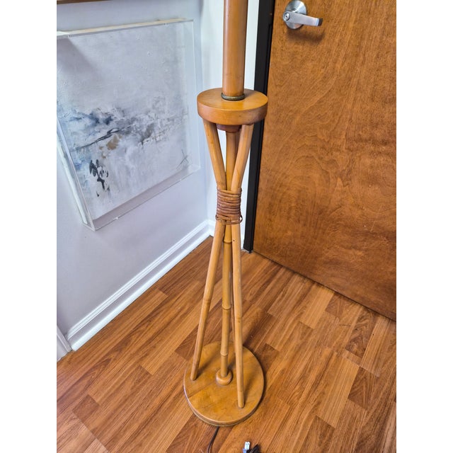 Mid-Century Bamboo Tripod Floor Lamp For Sale - Image 11 of 11