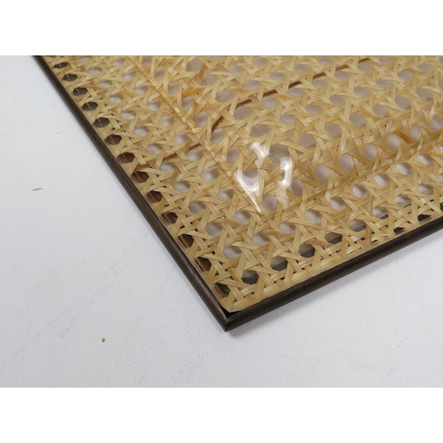 Vintage Italian Brass and Rattan Trays by Alberto Forde, 1970s, Set of 2 For Sale - Image 8 of 18