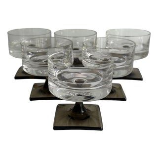 Berlin Smoked Foot Shot Glass by Georg Jensen for Rosenthal Studio Line, 1960s, Set of 6 For Sale