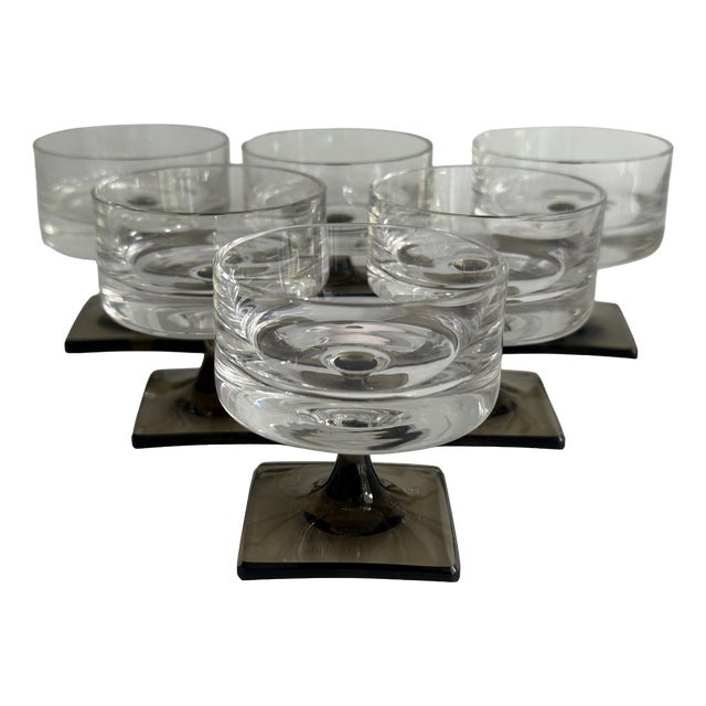 Berlin Smoked Foot Shot Glass by Georg Jensen for Rosenthal Studio Line, 1960s, Set of 6 For Sale