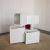 Centre Piece Storage Unit in White Lacquered Wood with Red Central Insert in the style of Designer Ludovico Acerbis,...