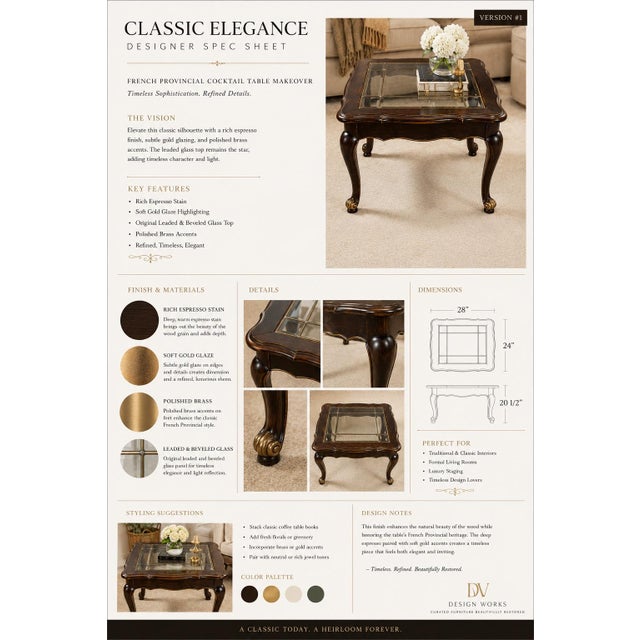 Elevate your interior with this beautifully refinished French Provincial petite cocktail table featuring its original...