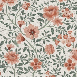 Annabelle Wallpaper in Clay Garden — Traditional, Made to Order