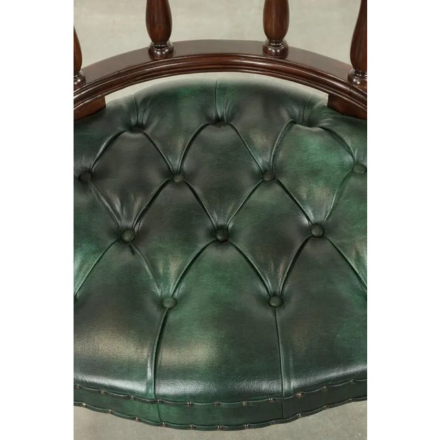 Chesterfield Office Chair in Green Flamed Cowhide Leather For Sale - Image 6 of 14