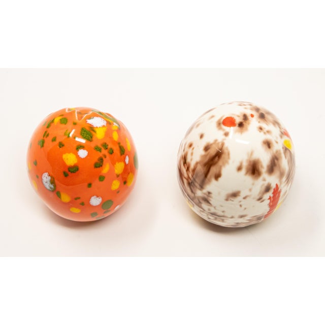 Mid 20th Century Ceramic Glazed Eggs- Set of 2 For Sale - Image 9 of 10