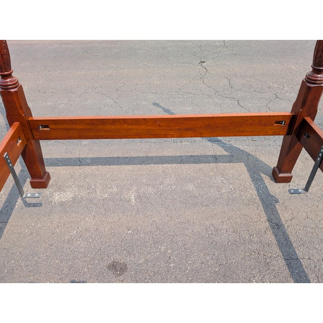Wood Vintage Statton Furniture Georgian Style Rice Carved Mahogany Queen Size Poster Bedframe For Sale - Image 7 of 12