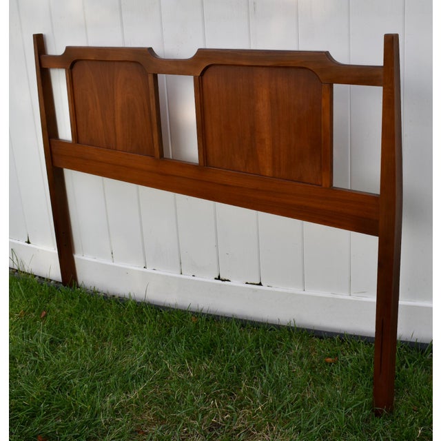 Vintage Mid Century Modern Full Walnut Headboard Arched Sculpted MCM 1960s For Sale - Image 12 of 14