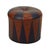 Cool vintage round pouf in patchwork style, made from a wooden base and upholstered in high-quality two-tone purple and...