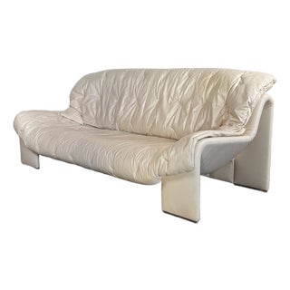 Vintage 1970's Swiss Leather Sofa For Sale