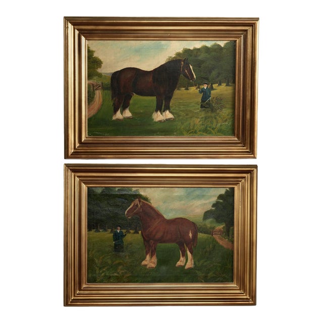 Pair of Antique English Horse Paintings For Sale