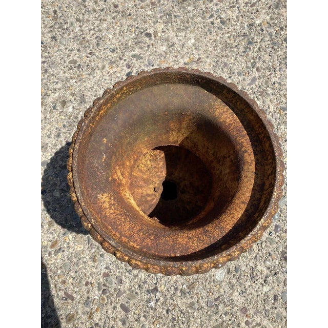 Brown Cast Iron French Classical Style Urn Form 17" Outdoor Garden Planter With Faces For Sale - Image 8 of 13