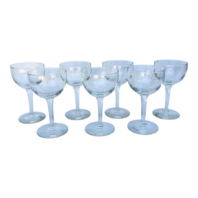 Vintage Mid 20th Century Minimalist Cordial Glasses - Set of 7 For Sale