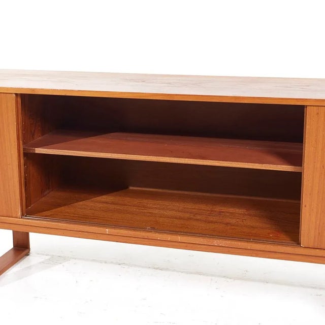 Dyrlund Mid Century Danish Teak Sleigh Leg Credenza For Sale - Image 9 of 12