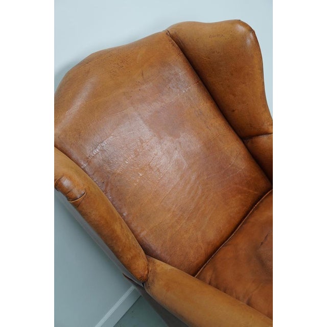 Vintage Dutch Cognac Wingback Leather Club Chair For Sale - Image 15 of 18