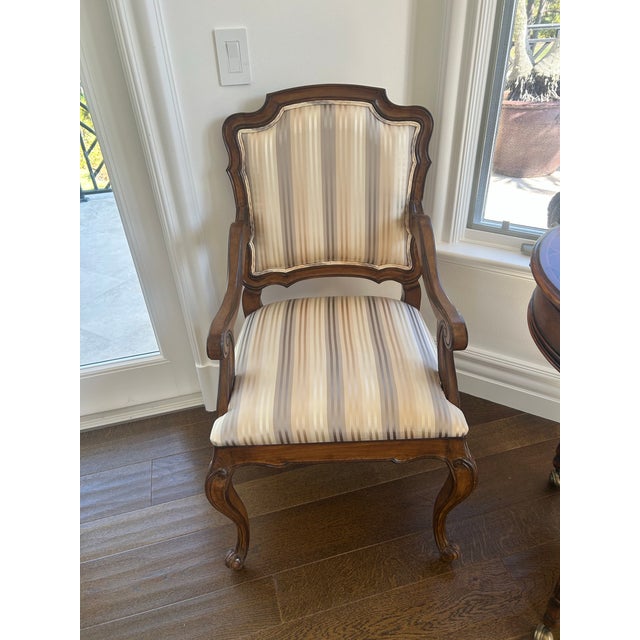 French Pair of Solid Oak Louis XV-Style Bergère Chairs, 19th Century France For Sale - Image 3 of 3