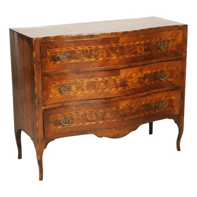 Venetian Walnut and Marquetry Commode from Historic Verona Villa, 1830s For Sale