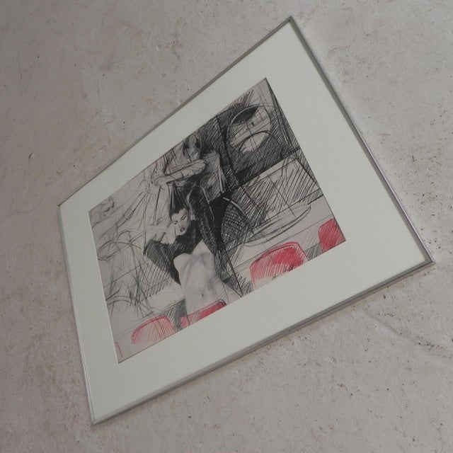 Poster Steven Scheffer Three Waitresses with Red Chairs, 1981 For Sale - Image 3 of 12