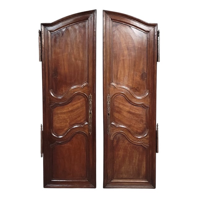 Louis XV Molded Doors in Walnut, Set of 2 For Sale