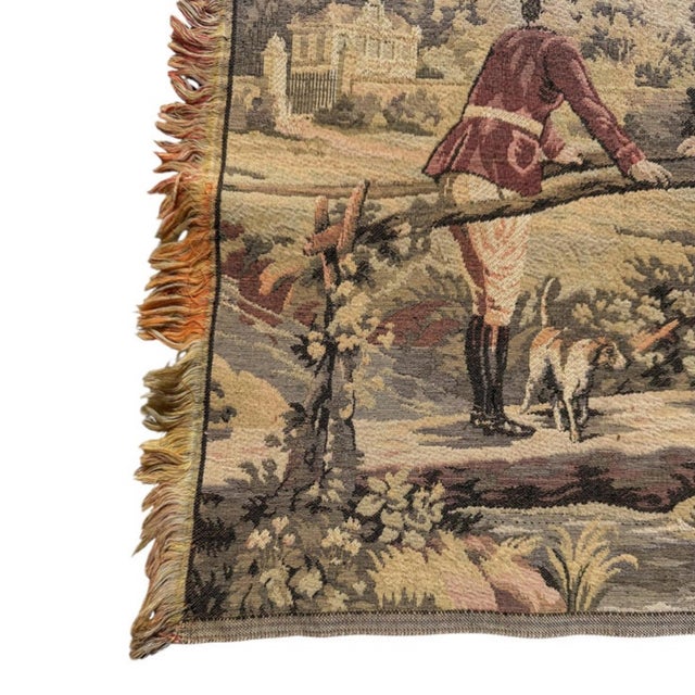 French Country Vintage French Aubusson Style Pastoral Courtship Jacquard Tapestry For Sale - Image 3 of 8