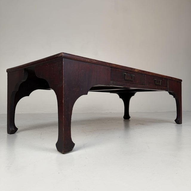 Wood Antique Japanese Low Fuzukue Writing Table, 1900s For Sale - Image 7 of 14