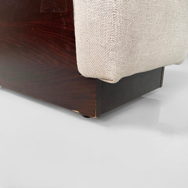 Modern Italian Rectangular Pouf in Wood and Beige Fabric, 1970s For Sale - Image 11 of 17