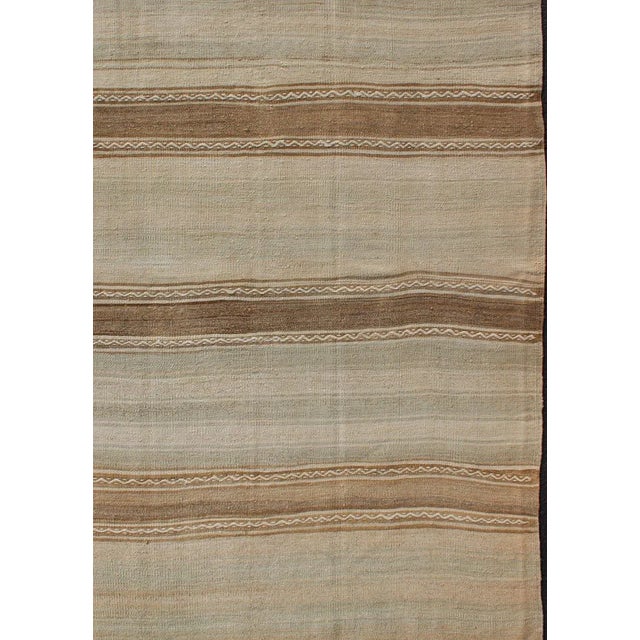 Turkish Vintage Kilim Rug With in Tan, Taupe, Brown, Faint Gray Blue, and Earth Tones For Sale - Image 4 of 10