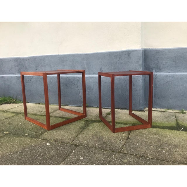 Wood Danish Modern Teak Quadratic Side Tables, 1960s, Set of 2 For Sale - Image 7 of 10