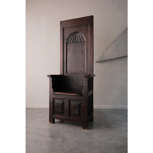 Renaissance Throne Chair in Oak For Sale - Image 3 of 12