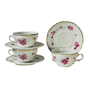 Vintage Richard Ginori 'Chinese Bouquet' Tea Cup and Saucer - Set of 3