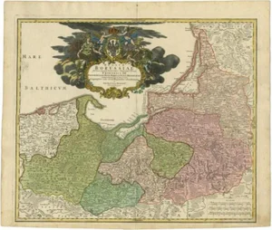Antique Map of the Baltic Region by Homann Heirs, 1730