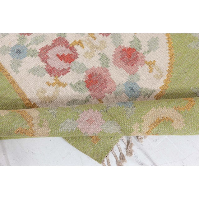 Mid-Century Modern Doris Leslie Blau Vintage Swedish Flat Woven Rug by Rakel Carlander For Sale - Image 3 of 9