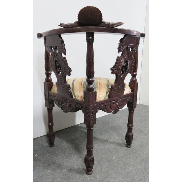 Victorian Victorian Style Mahogany Figural Carved Corner Chairs - a Pair For Sale - Image 3 of 8