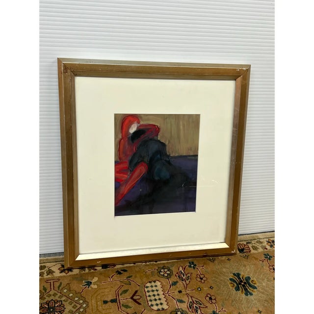 1980s Nancy Willis Two Spies in Red Painting, Circa 1980 For Sale - Image 5 of 11