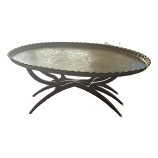 1950s Sculptural Brass Tray Table For Sale