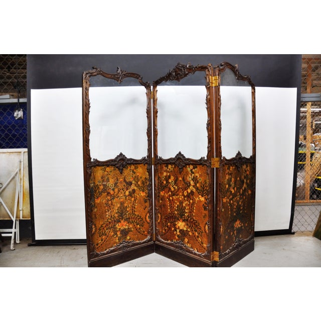 Antique Italianate Victorian Hand Painted Leather Floor Screen Chairish
