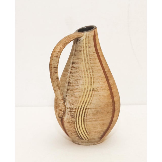 Ceramic Flower Vase Ceramic vase with handle, produced by Scheurich Ceramics Factory around 1960. Chubby vase with handle....