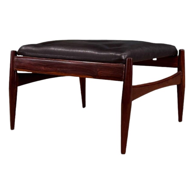 Ottoman in Rosewood & Leather, Liceu De Artes, 1960s For Sale