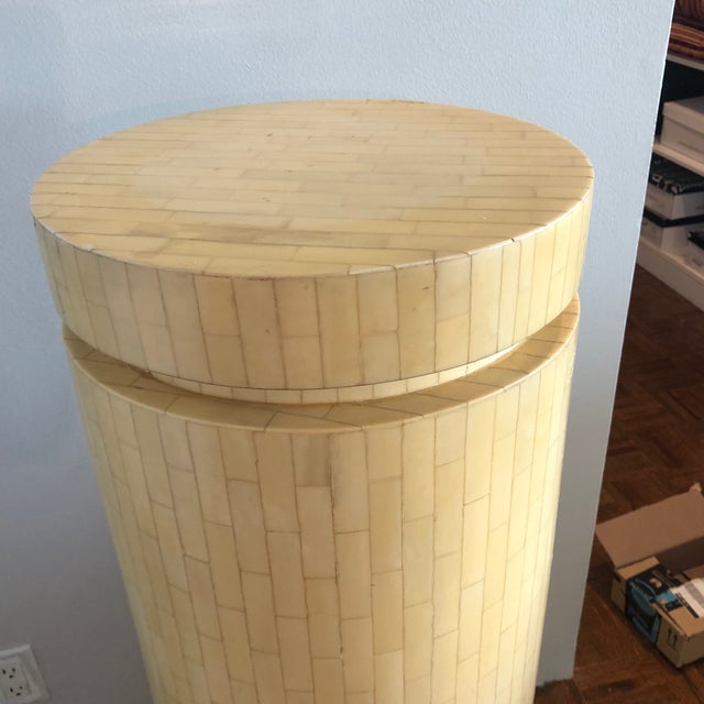 Mid Century Tall Pedestal With Faux Marble Tiles | Chairish