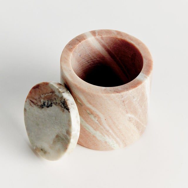 Contemporary Jaqueline Marble Round Lidded Box Short For Sale - Image 3 of 4