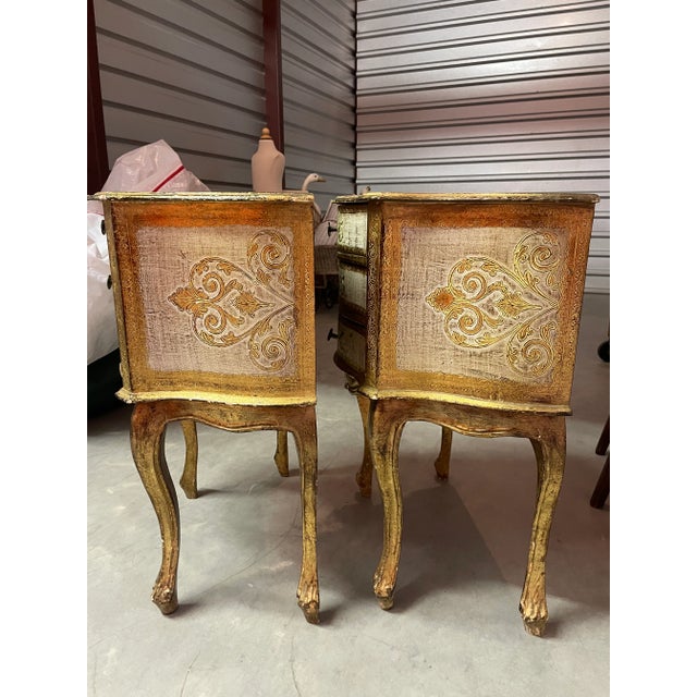 Gold Italian Florentine Nightstands Pair For Sale - Image 8 of 11