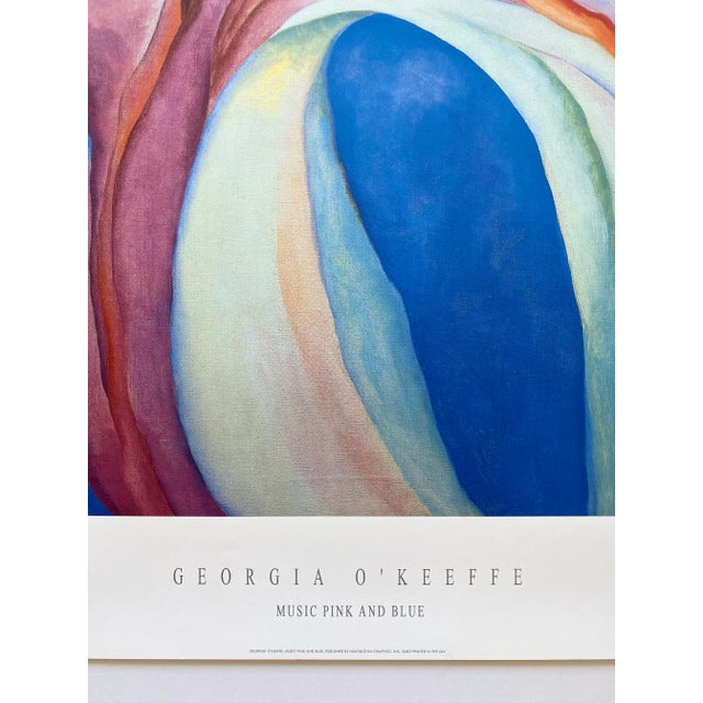 Georgia O'Keeffe Vintage 1980's Modernist Lithograph Print Poster " Music, Pink and Blue " 1918 For Sale - Image 9 of 12